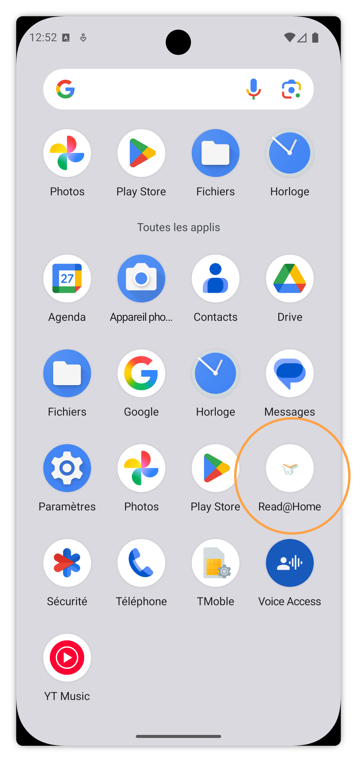 Read@Home dans la liste des applications