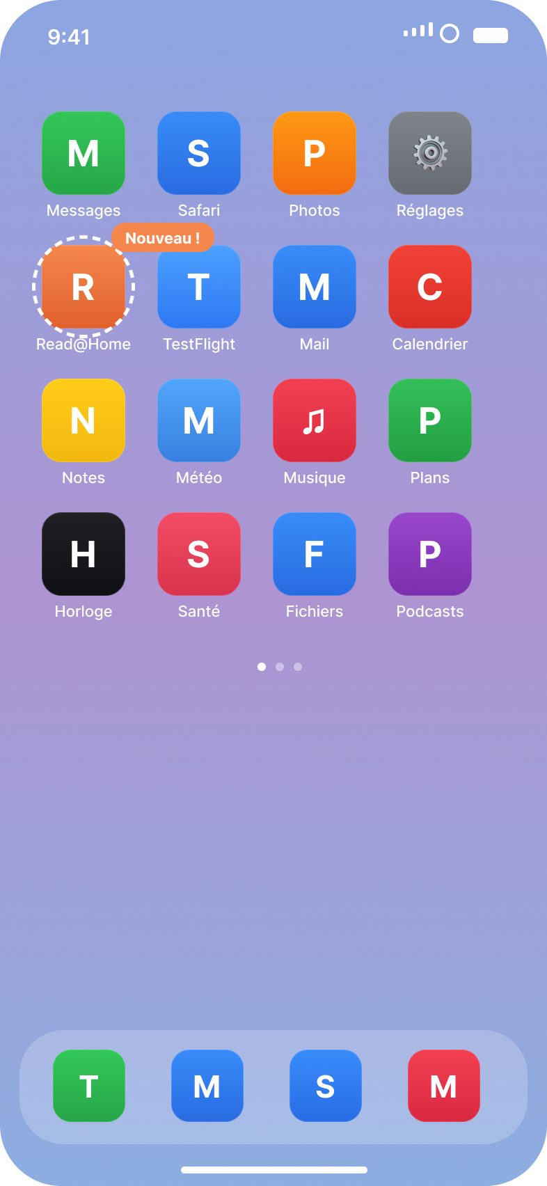 Read@Home sur l'écran d'accueil iOS